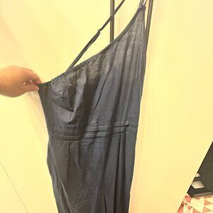 Women's Summer Linen One Shoulder Pleated High Waist Casual Wide Leg Jumpsuit